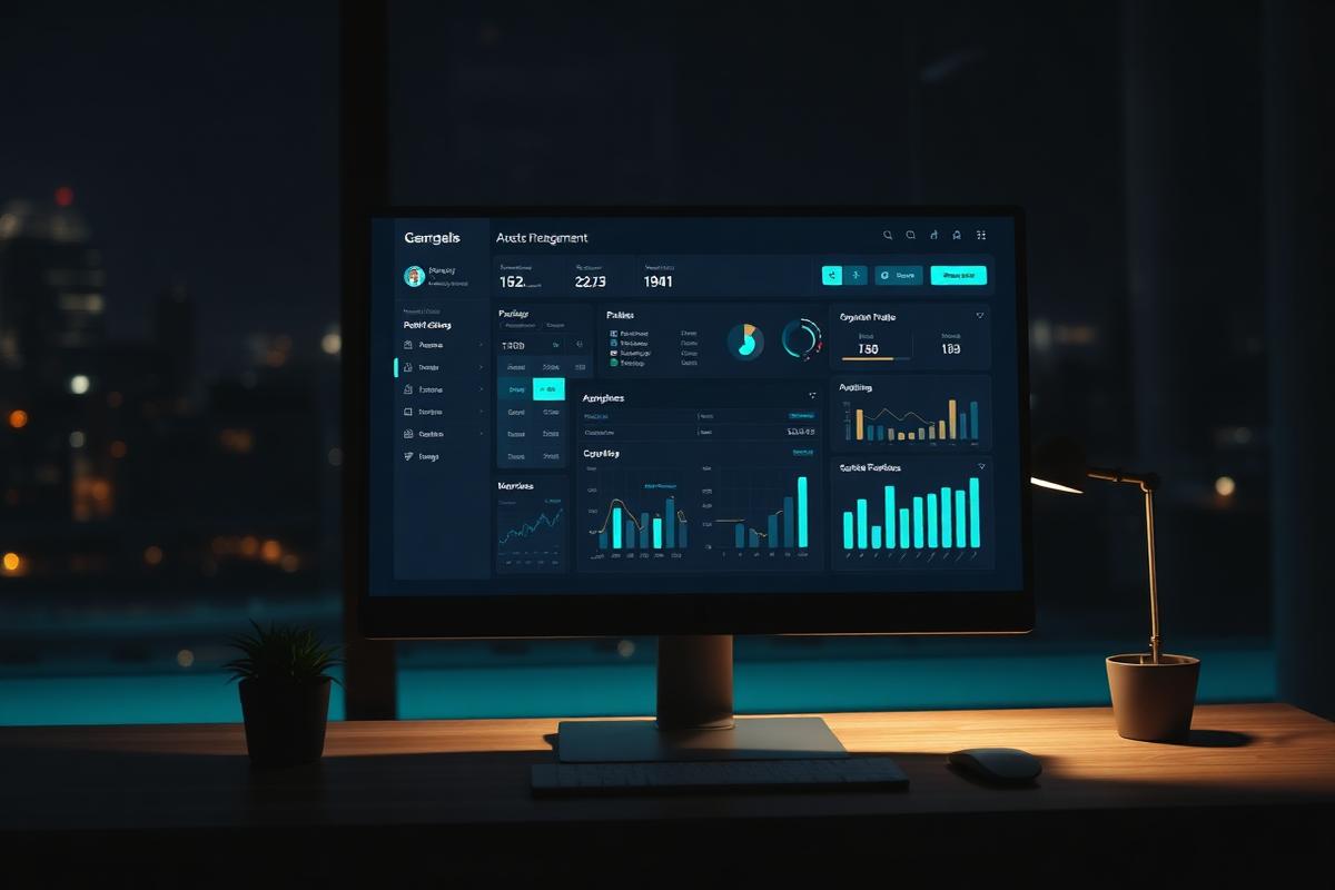 Desktop-Monitor mit Praxissoftware-Dashboard